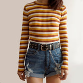 Colorblock Stripe Ribbed Sweater